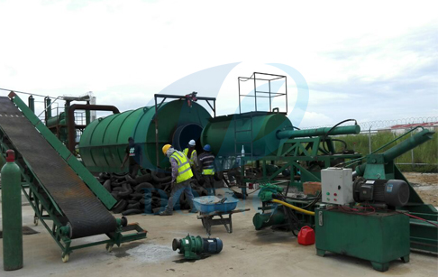 Panama waste tyre recycling pyrolysis plant running