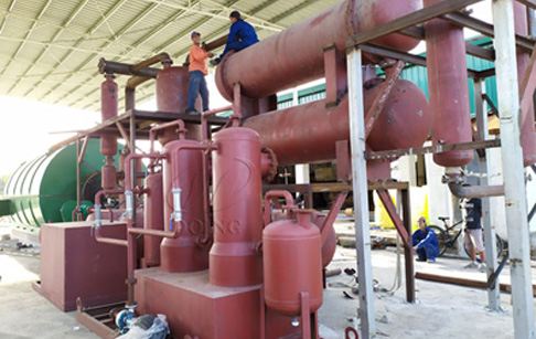 One set 12T waste tyre recycling pyrolysis plant was installed in the Philippines
