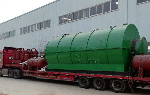 One set 10T waste tire recycling pyrolysis plant was sent to Egypt