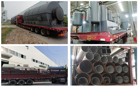 Six sets of 12T scrap tyre pyrolysis to oil machine were sent to Fujian, China