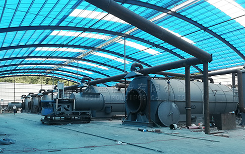 6 sets 15TPD waste tire recycling pyrolysis plant project in Hunan, China