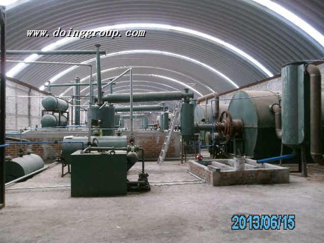 What is the size to build a waste tire pyrolysis plant?