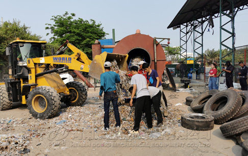 DOING waste plastic recycling pyrolysis plant installed in Indonesia was successfully debugged