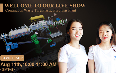 Continuous tyre plastic recycling pyrolysis plant live show