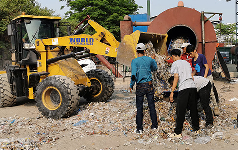 General process flow of municipal solid waste pyrolysis plant