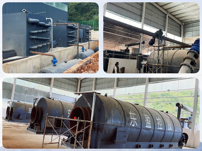 DOING batch tyre pyrolysis device in Myanmar installation site DOING batch tyre pyrolysis device